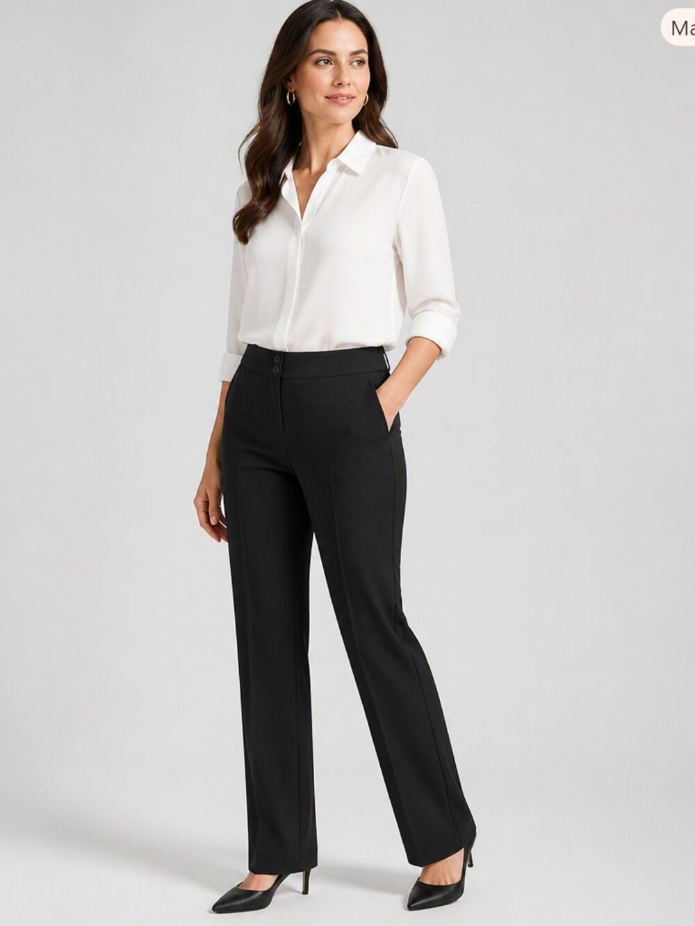 NWT White House Black Market Black Straight‑Leg Dress Pants – Size 10R